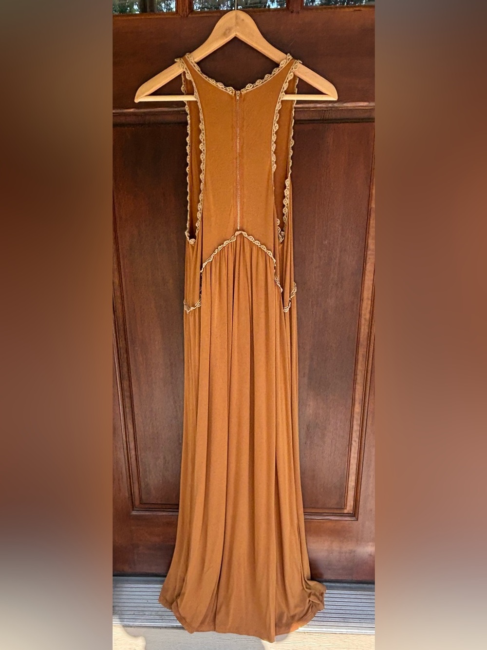 Women’s Maxi Dress in Mustard with Lace Trim - Picture 4 of 8